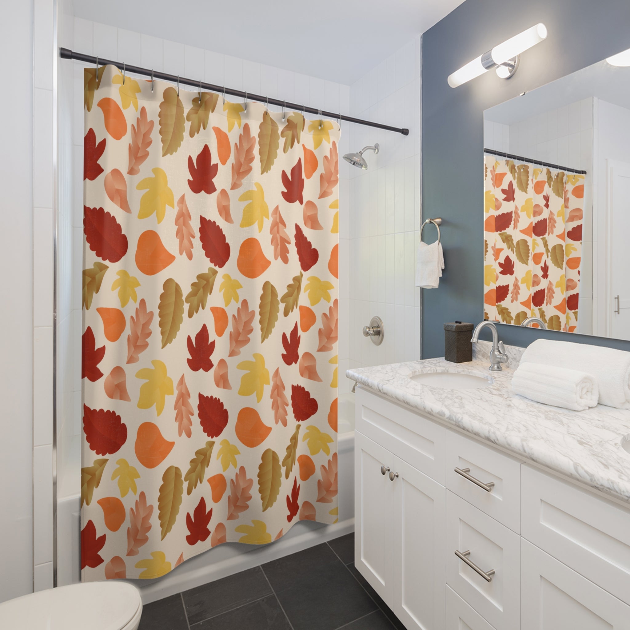 Autumn Leaves Shower Curtain | Fall Decor for Bathroom, Seasonal Home Update, Gift for Nature Lovers, Holiday Themed Shower Curtain