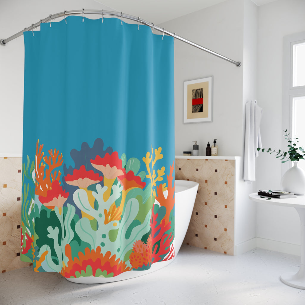Vibrant Coral Reef Shower Curtain, Coastal Bathroom Decor, Beach Theme, Ocean Lover Gift, Tropical Vibes