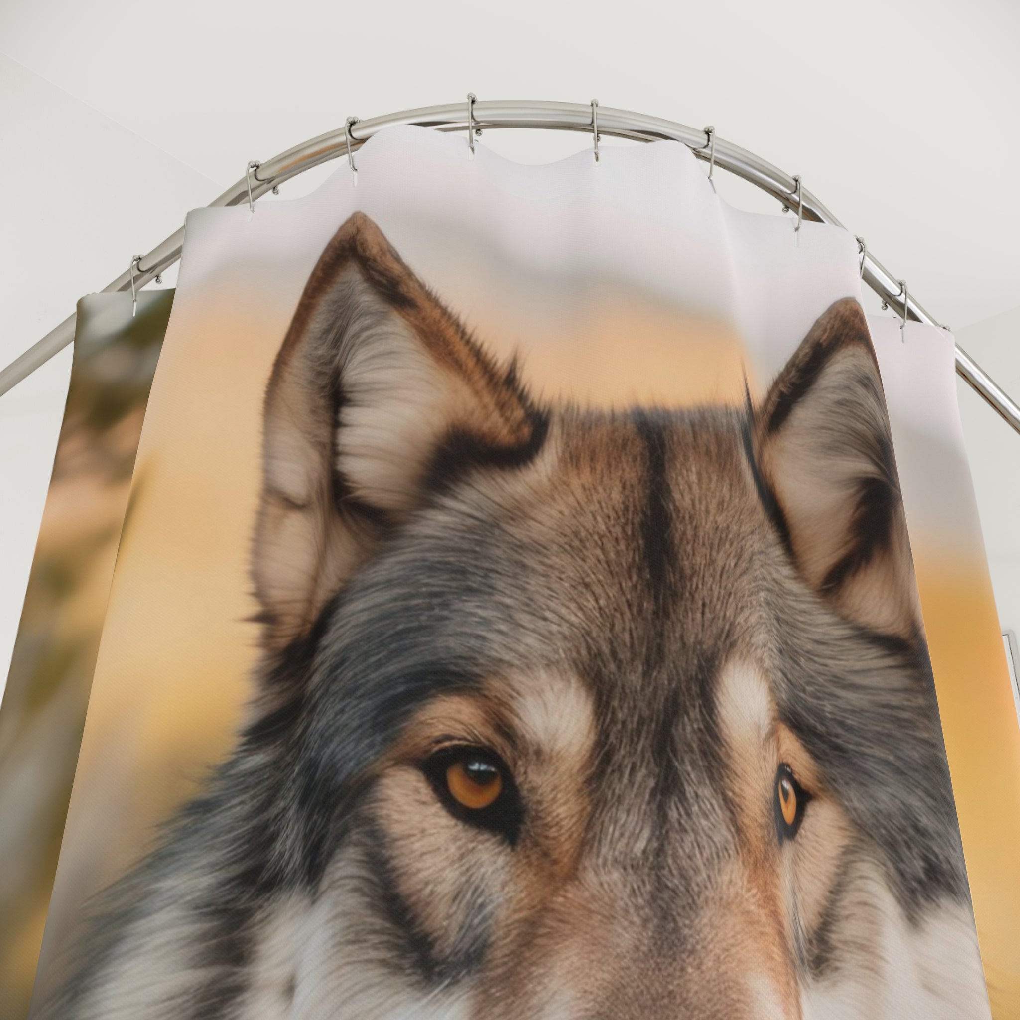 Nature-Inspired Shower Curtain Featuring Majestic Wolf Design, Rustic Home Decor, Wildlife Enthusiast Gift, Bathroom Accessories