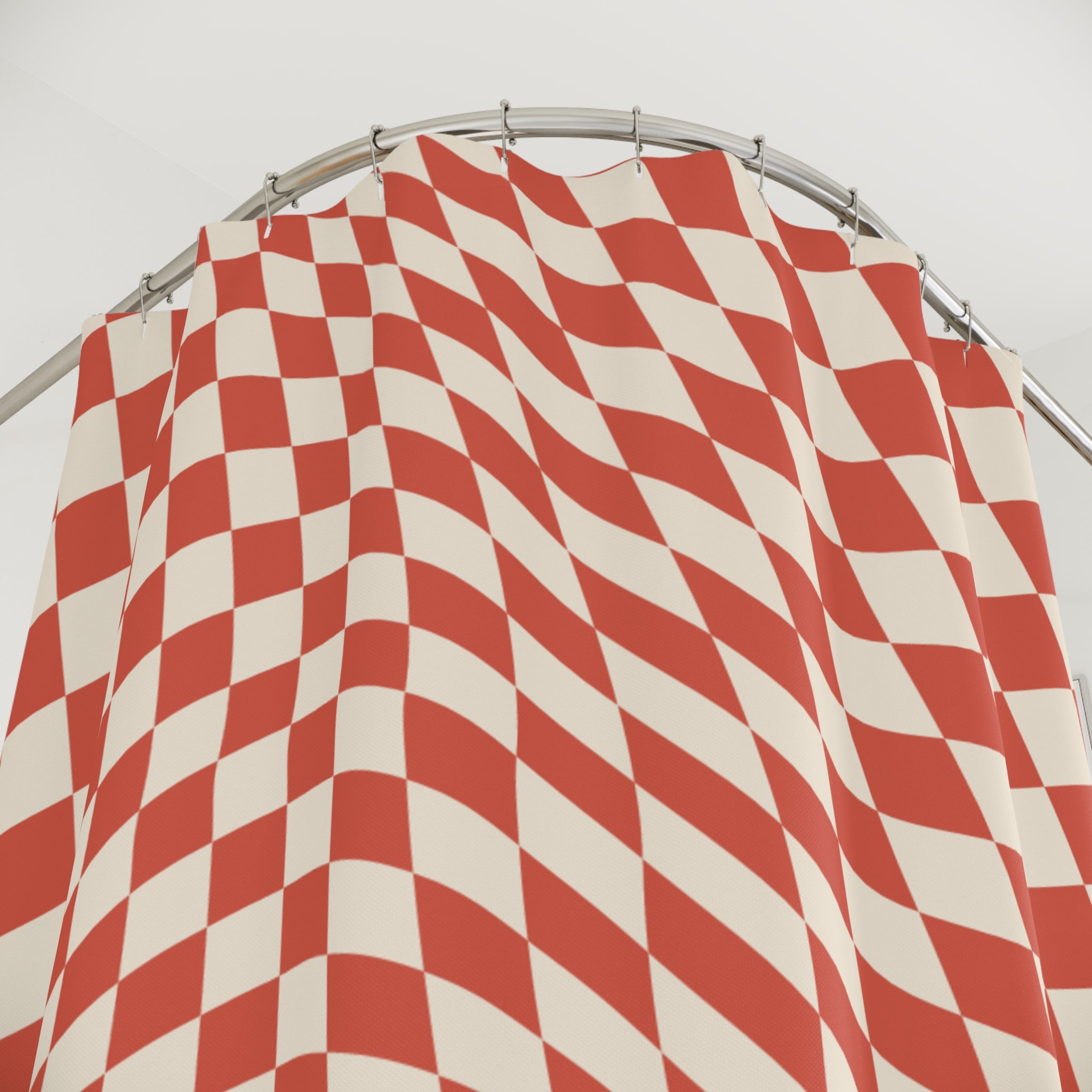 Checkerboard Sucker Vortex Shower Curtain