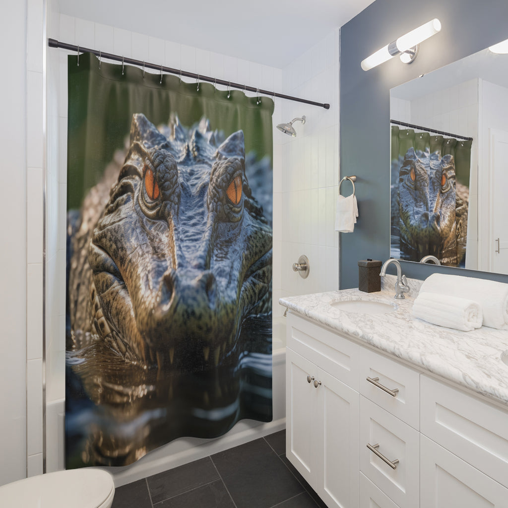 Crocodile Shower Curtain - Jungle Bathroom Décor, Wildlife Theme, Nature Lover Gift, Unique Home Accessory, Fun Bathroom Decoration