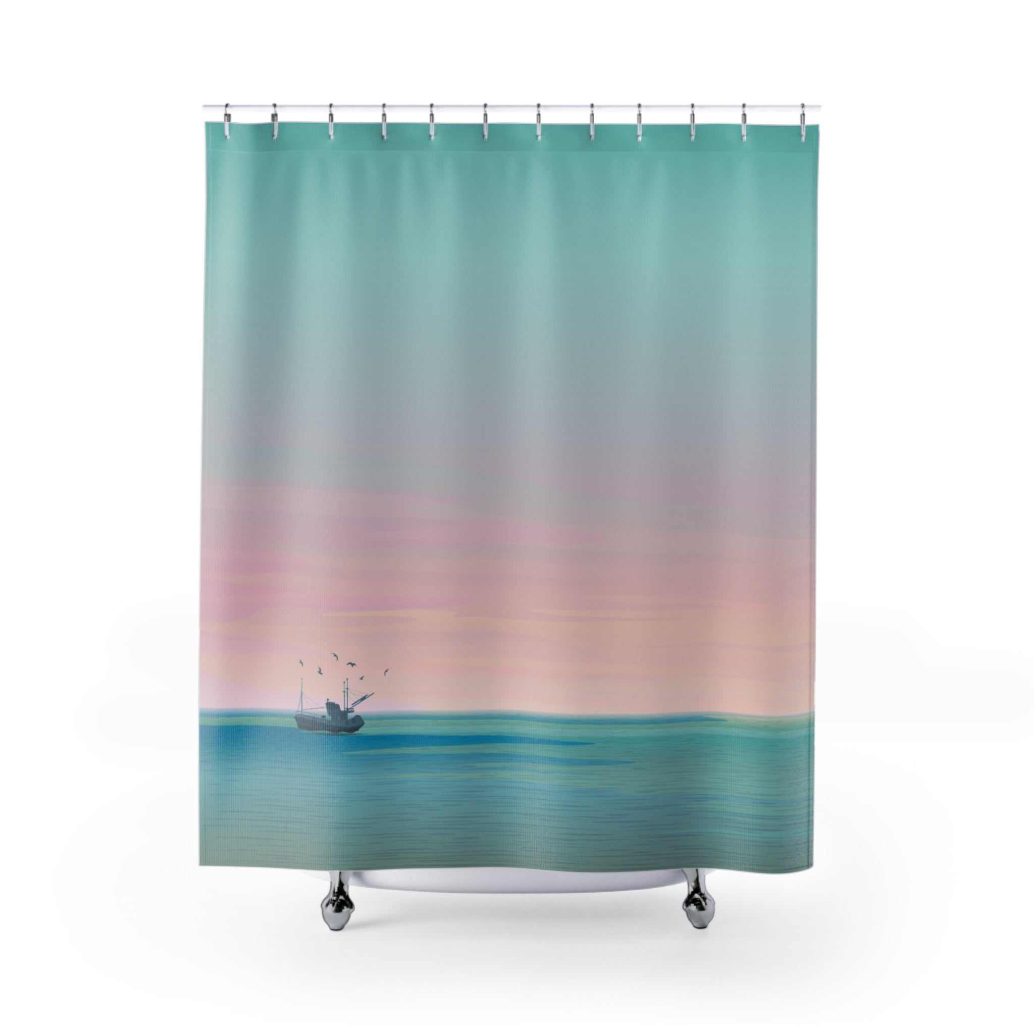 Calming Ocean Breeze Minimalist Shower Curtain, Beach Bathroom Decor, Coastal Home Accent, Tranquil Shower Curtain, Nautical Gift Idea