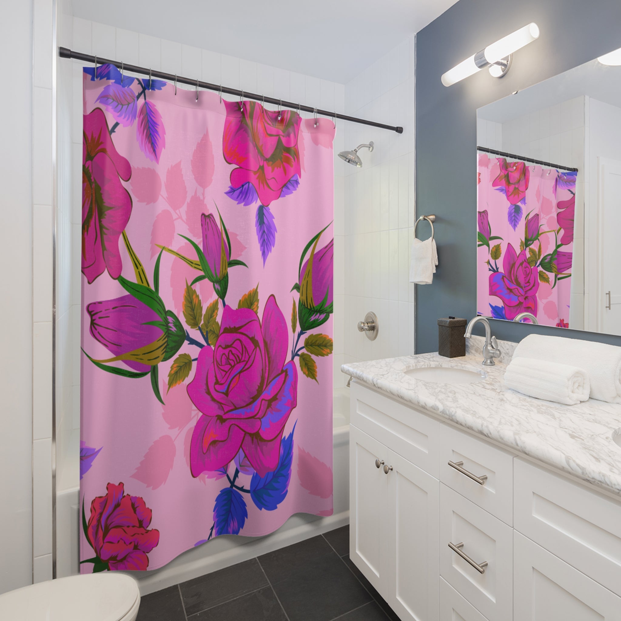 Rosey Sister Neon Shower Curtain