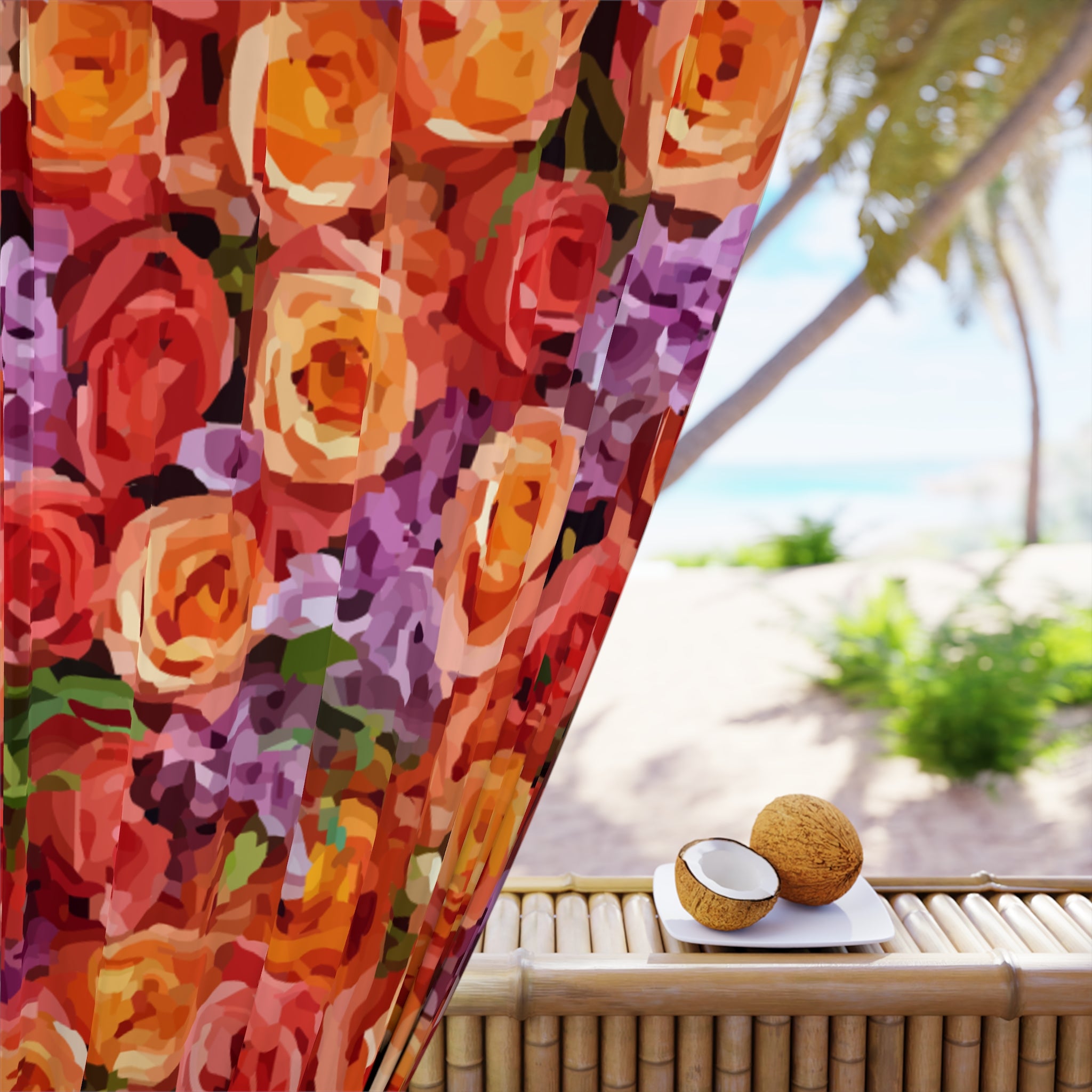 Pretty Roses Squished Together Blackout Window Curtain