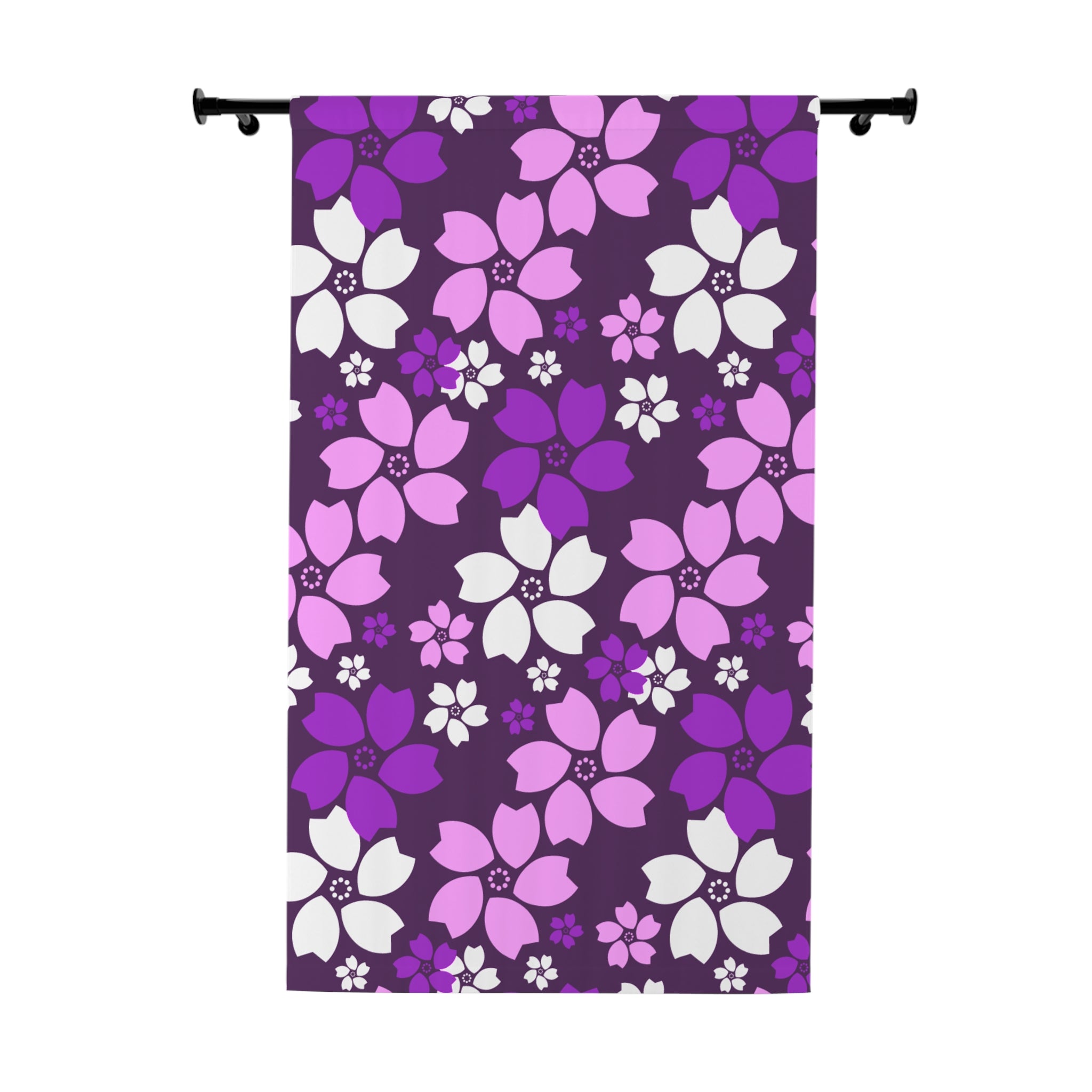 Peach Blossom Purple Pattern Blackout Window Curtain