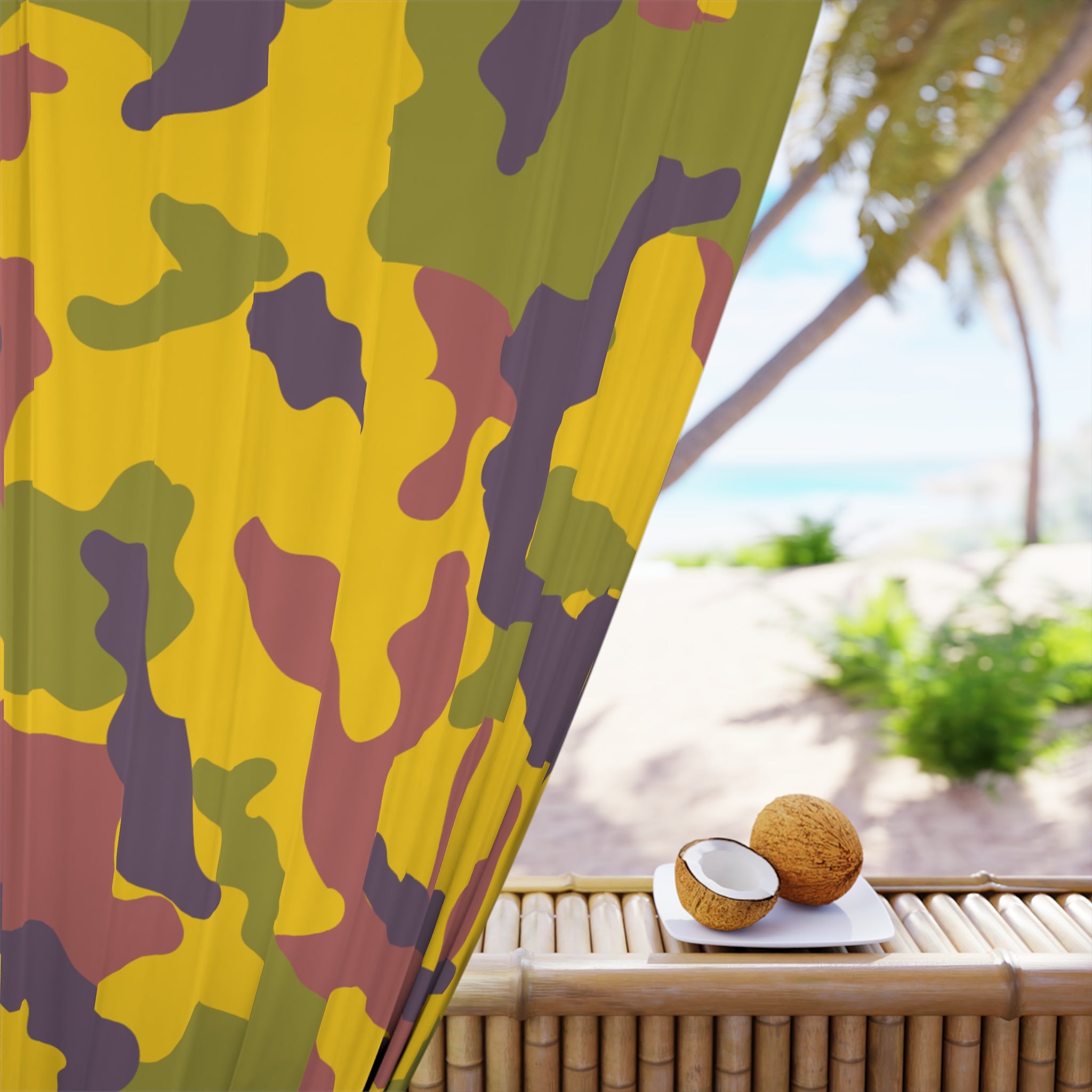 Yellow Camo Blackout Window Curtain