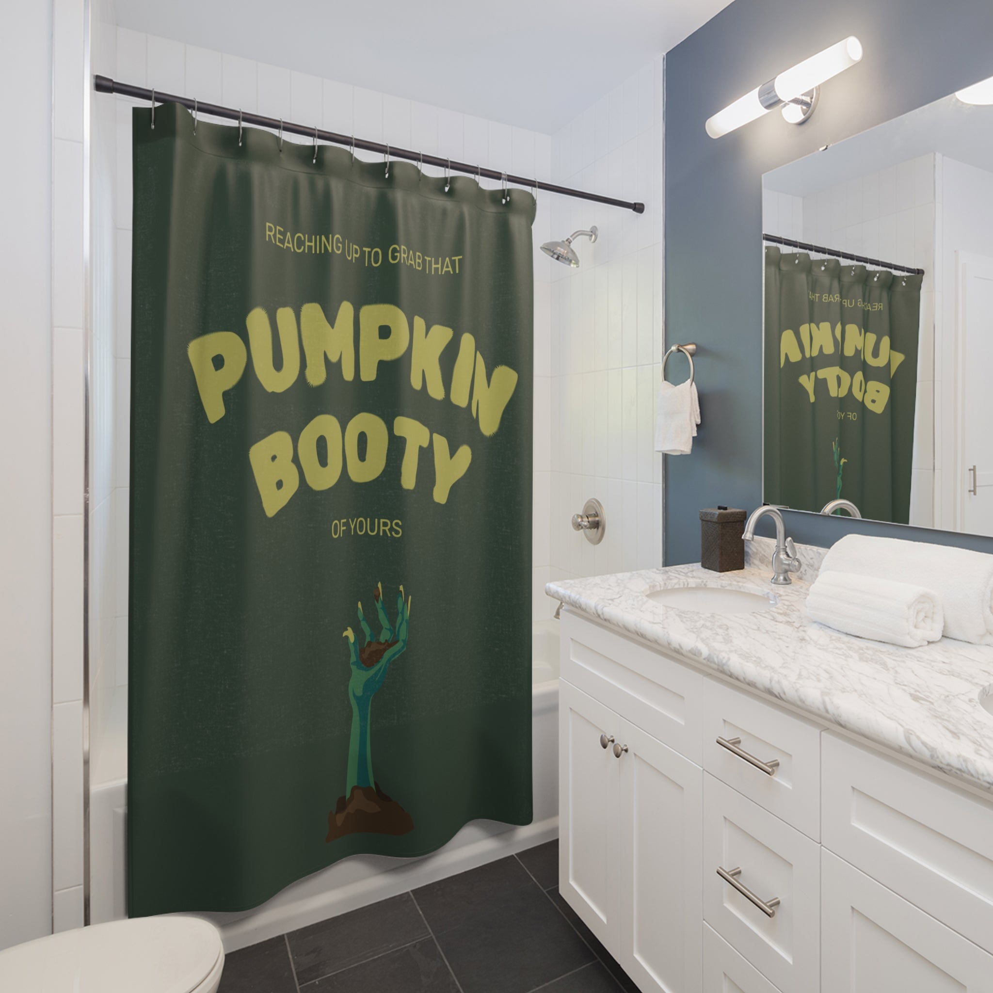 Fun Halloween Shower Curtain - Pumpkin Booty Design, Spooky Bathroom Decor, Trick or Treat Theme, Unique Gift Idea, Holiday Decor