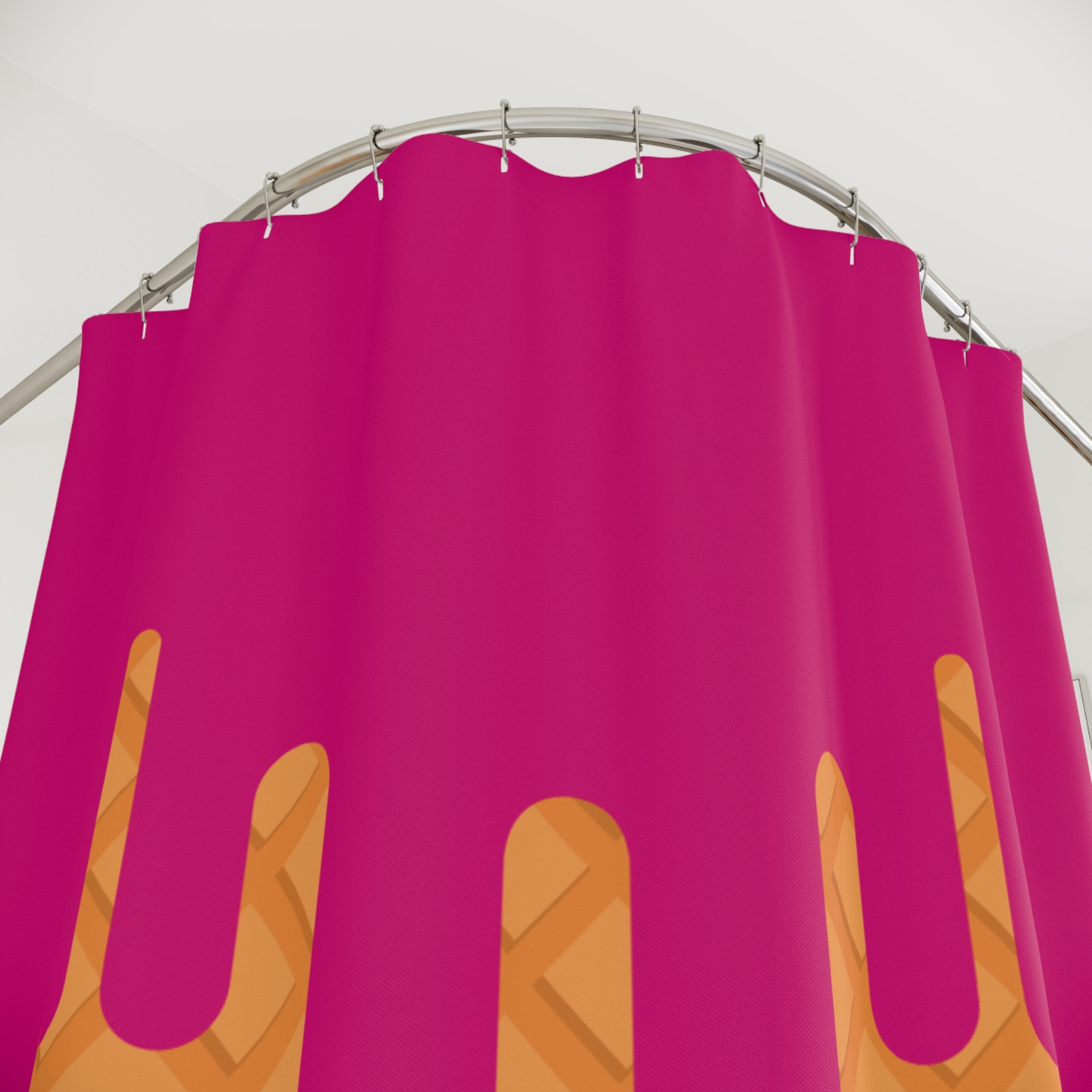 Colorful Dripping Strawberry Ice Cream Cone Shower Curtain - Fun Bathroom Decor, Summer Vibe, Kids' Room, Gift for Ice Cream Lovers, Unique Home Accessory