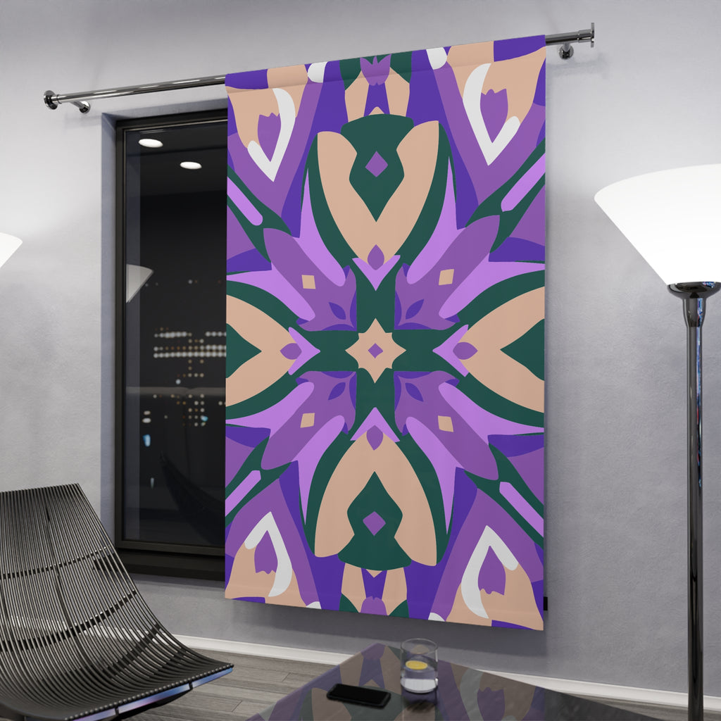 Purplish Geometric Pattern Blackout Window Curtain