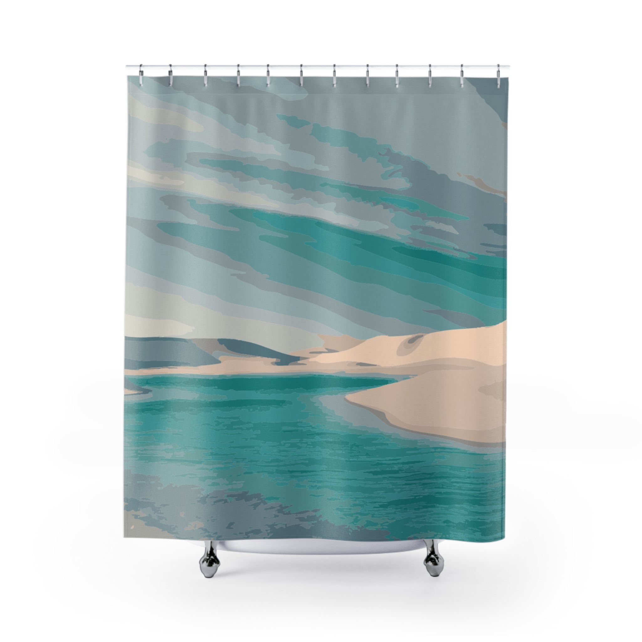 Calming Uncanny Valley Coastal Shower Curtain