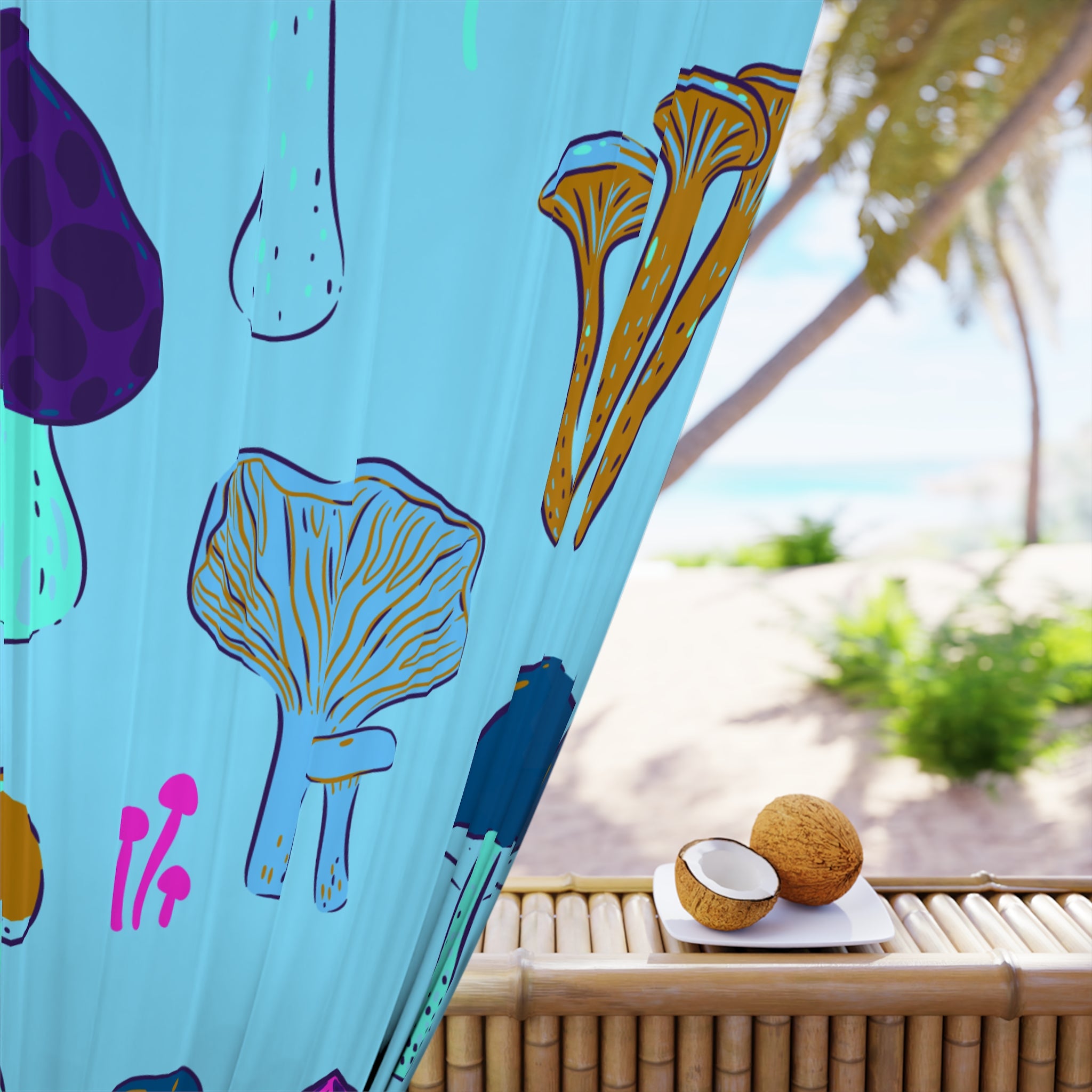 So Much Shroom Blue Blackout Window Curtain