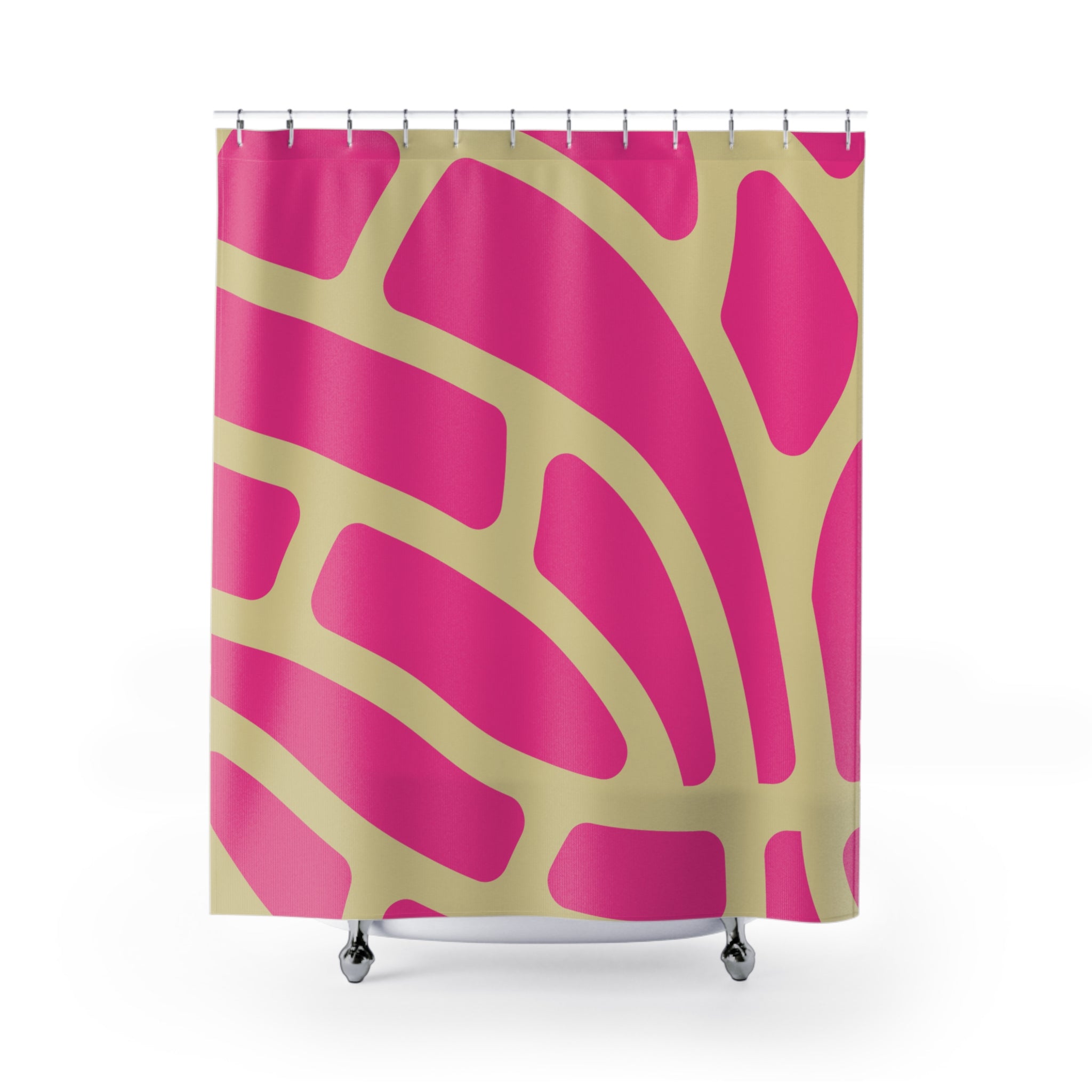 Mexican Concha Bread Tasty Pink Vibrant Modern Shower Curtain, Colorful Bath Decor, Pink Abstract Design, Unique Bathroom Accessory, Home Essentials, Gifts for Her