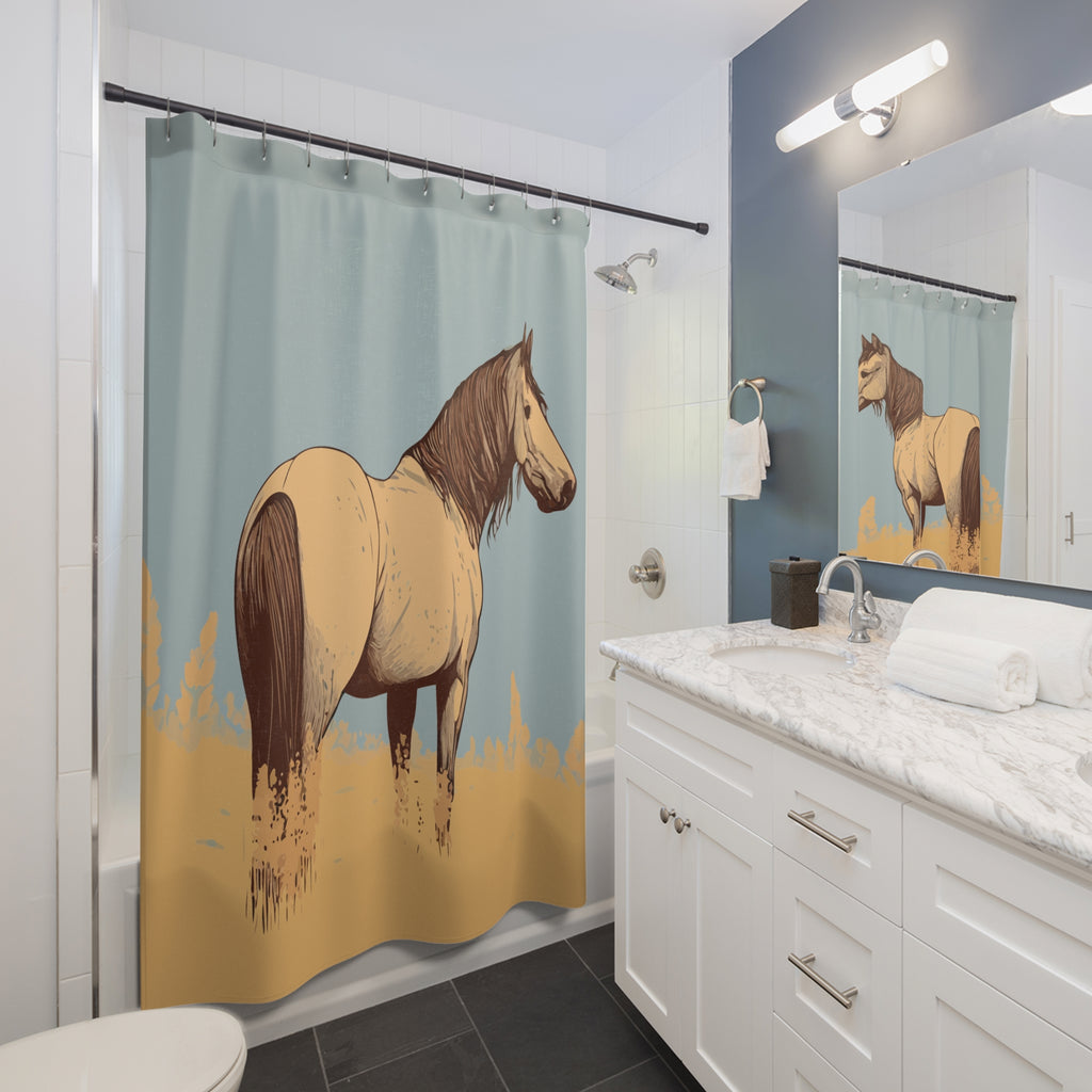 Elegant Western Horse Shower Curtain - Rustic Horse Decor for Bathroom, Equestrian Gift, Farmhouse Style, Horse Lover's Home