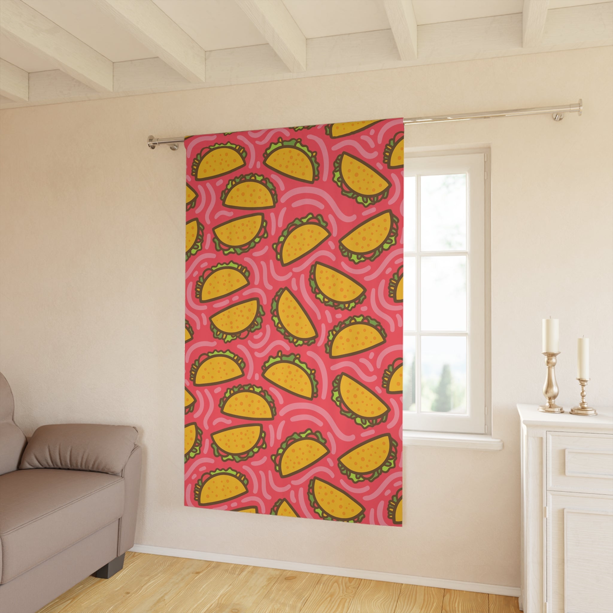 Crunch Taco Party Pattern Blackout Window Curtain